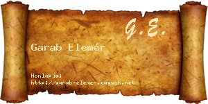 Garab Elemér névjegykártya